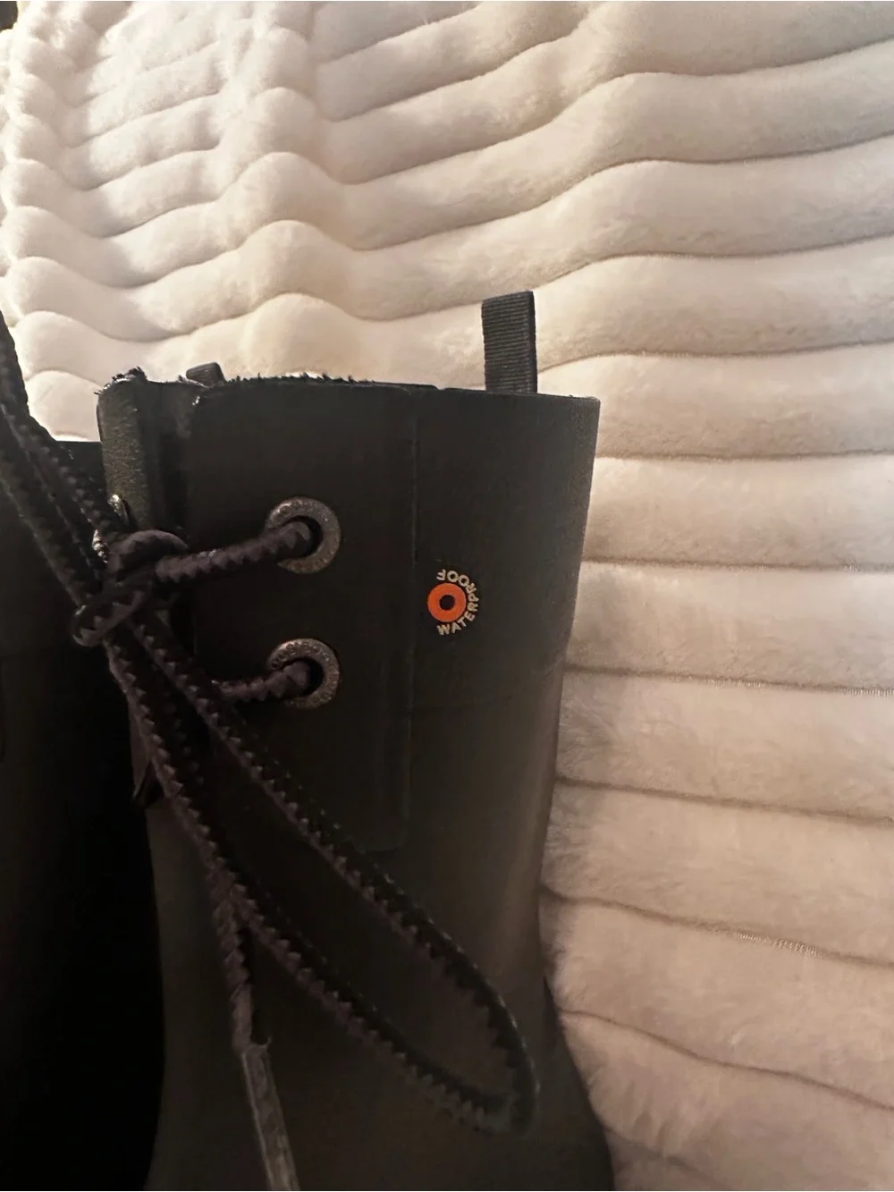 NWOT Bogs Black Lace-Up Women's Rain Boots
